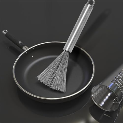 Image of Kitchen Brush, Pan Scrubber, Pot Brush, Pot Scrubber, Dishes Scrub Brush, Steel Scrubbers for Cleaning Dishes, Steel Wool Scrubber with Handle, Steel Scrubber, Steel Scrubber Brush