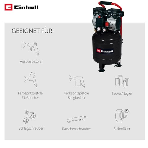 Einhell Kompressor TE-AC 24 Silent 750 W mit 24 l Tank und 8 bar