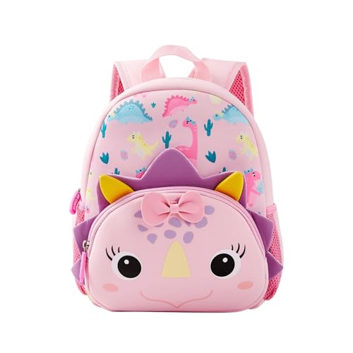 Image of KingCheer Toddler Backpack Nursery Rucksack for Boys & Girls Soft Neoprene Lightweight Mini Rucksack for Pre-School (Dinosaur Girl)