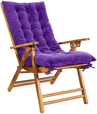Tiita Rocking Chair Cushion with Ties Overstuffed Seat Back Cushion Pad Tufted Pillow for Outdoor Indoor Home (Purple, 20 x 47 inch)