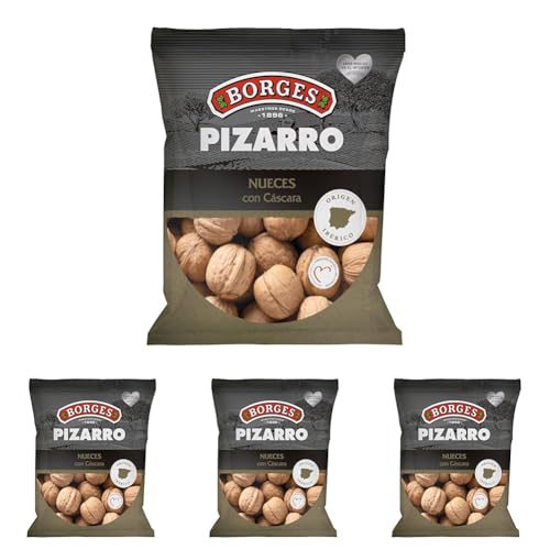 Borges - Nueces con Cáscara Finca Pizarro Borges - Producto de España - Con Abre Nueces - Alto contenido en Omega 3 - Ricas en Antioxidantes - Frutos Secos sin Gluten - Paquete de 2000 gramos.