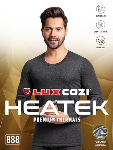 Image of Lux Cozi HEATEK Men's Round Neck Full Sleeve Skin Friendly Winter Wear Thermal Top and Bottom Set | Fleece Winter Body Warmer Thermal Set | Style 888