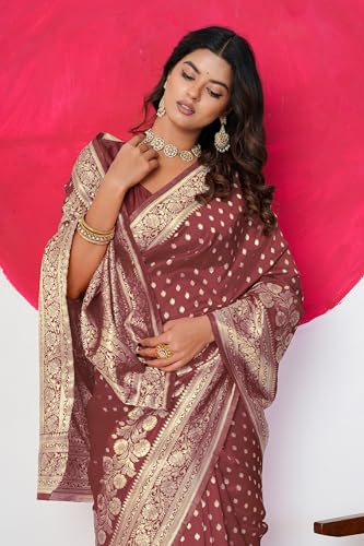 Image of Subham Saree for Woman Silk Cotton Kanjivaram | Soft Daily Wear Golden Zari Sari with Jacquard Blouse Piece