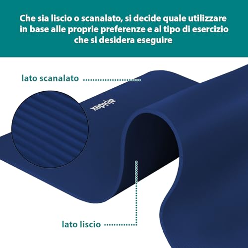 Alpidex Tappetino Yoga Extra Spesso 1,5Cm Tappeto Fitness Nbr 3 Larghezze E-Book Antiscivolo Cinghia Trasporto Aerobica Palestra Ginnastica Pilates Allenamento Casa, Blue, 190 X 80 X 1.5 Cm - 3