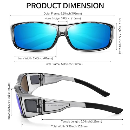 Image of URUMQI Polarized Sunglasses Fit Over Glasses for Men Women, Wraparound Sun Glasses UV400 Protection for Driving Fishing