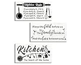 COLOR VALLEY ART 3 Pcs Kitchen Rules Funny Farmhouse Wall Decor Wooden Signs Hanging Wall Signs Rustic Kitchen Wall Decor for Farmhouse Indoor (6 x 12 inch, Kitchen Rules-White)