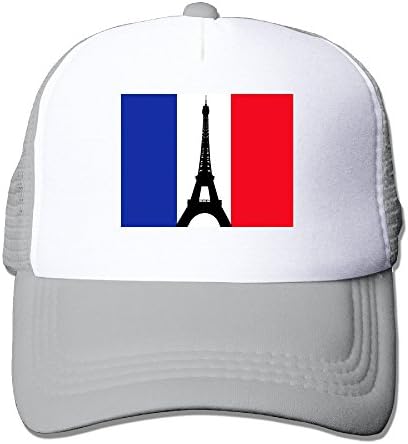 Uzhongquux French Flag With The Eiffel Tower Summer Mesh Cap With Adjustable Snapback Strap Ash