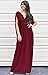 KOH KOH Petite Womens Long V-Neck Summer Grecian Greek Bridesmaid Wedding Party Guest Flowy Formal Evening Slimming Vintage Maternity Gown Gowns Maxi Dress Dresses, Crimson Dark Red S 4-6