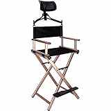 JC Beauty Professional Makeup Artist Directors Lightweight Portable Foldable Aluminum Chair with Headrest Backrest Footrest and Hinge Lock