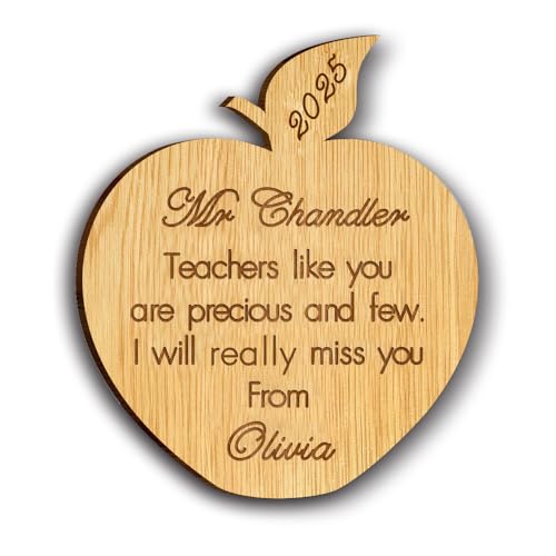 Imán de madera personalizado para profesores 10cm