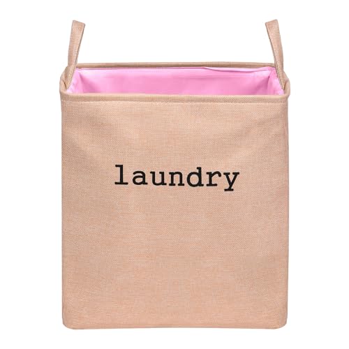 Image of Kuber Industries Laundry Basket | Square Foldable Laundry Basket | Jute Storage Bag with Handles | Clothes Basket for Home | Toy Storage Basket | 40 LTR | Pack of 2 | Multicolor