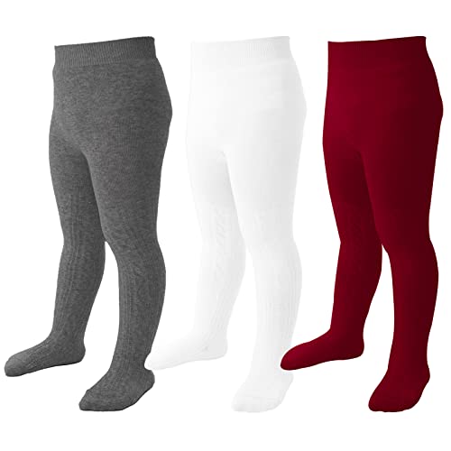 Image of Mini angel Baby Tights Toddler Girl Tights Seamless Cable Knit Leggings Soft Cotton Stockings Pantyhose 3/4/5 Pack