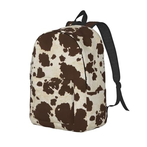 BREAUX brown Cow Spots Fashionable canvas backpack, lightweight casual, fit for multi-functional daily travel bags2