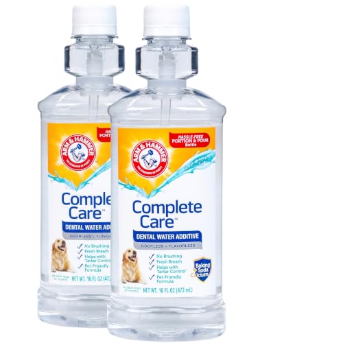 Arm & Hammer Complete Care Dental Water Additive for Dogs, Easy Portion Bottle, Dog Breath Freshener, Dog Mouth Wash or Dental Rinse, Simply Add to Pet Drinking Water for Fresher Breath, 16 FL OZ - image 1