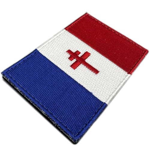 Drapeau France Croix Lorraine - Militaire Patch Scratch Rouge Brodé 75x50mm Historique