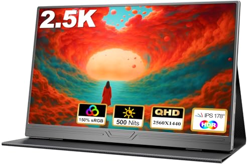 CUIUIC Monitor portátil de 15,6 Pulgadas, 2560 x 1440, Pantalla portátil HDR, Pantalla móvil para Ordenador portátil, teléfono móvil, PC, Xbox, PS4/5