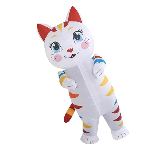 Inflatable Cat Costume Adult Blow Up Cat Inflatable Costume Adult For Party Cosplay Halloween (Cat White)