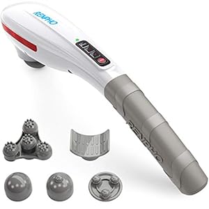 RENPHO Back Massager Handheld, Rechargeable Hand Held Massage for Back, Neck, Leg, Foot, Deep Tissue Muscle Massager, Cordless Electric Percussion Body Massager, Portable, Home & Office -White