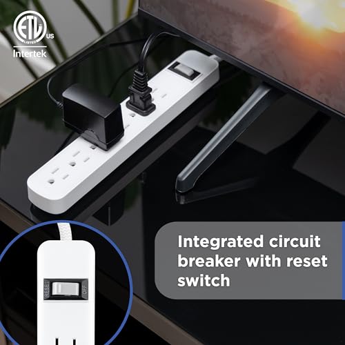 Image of GE Surge Protector Power Strip with USB Ports, Combo Pack, 2 Ft Braided Extension Cords, 245 Joules, 6 Outlet & 2 Outlet Extender, 2 USB-C, Flat Plugs, ETL Safety Certified, White, 86076