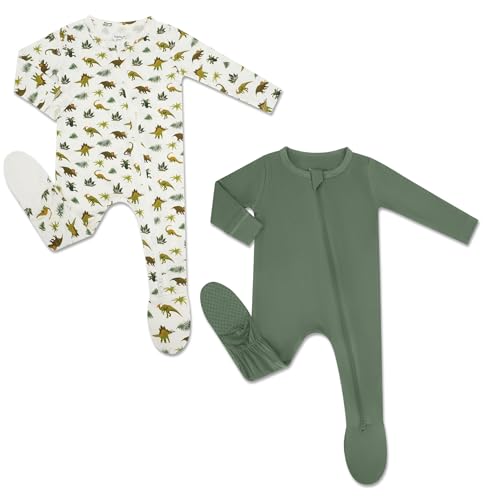 Image of HAPIU Rayon from Bamboo Baby Footed Pajamas, 2 Way Premium Zipper, Footie for Baby Boy Girls, Newborn-24 Months