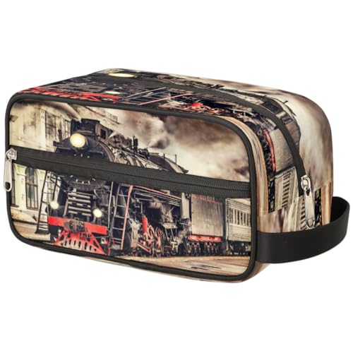 Borsa per il trucco vintage con treno a vapore per donne uomini bambini ragazze ragazzi borsa da viaggio per articoli da toeletta da organizer per cosmetici da doccia Colore