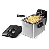 DOMO DO465FR Fritteuse – Elektrische Fritteuse mit Sichtfenster – 3000 W – 4 L - Edelstahl