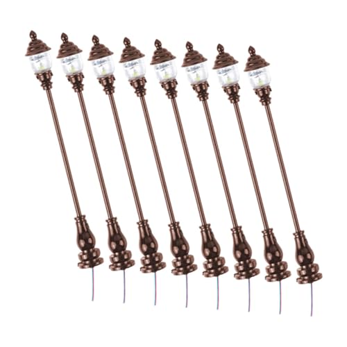 Abaodam Lampade da Giardino in Miniatura 8 Pezzi, Decorazioni in Miniatura per Casa delle Bambole, Accessori Fai da Te Base Stabile, per Ragazzo Ragazza e Modellismo Paesaggistico,
