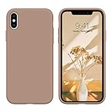 GUAGUA Compatible with iPhone Xs/X Case 5.8 Inch Liquid Silicone Soft Gel Rubber Slim Microfiber Lining Cushion Texture Cover Shockproof Protective Anti-Scratch Phone Cases for iPhone Xs/X Khaki