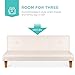Best Choice Products Convertible Lounge Futon Sofa Bed w/Adjustable Back, Sturdy Wood Frame, Faux Leather, Tufted Design - White