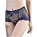 JOAU Women's Invisible Seamless Bikini Underwear Full Coverage Hollowed Out Panties Mesh See Through Embroidered Briefs Blue