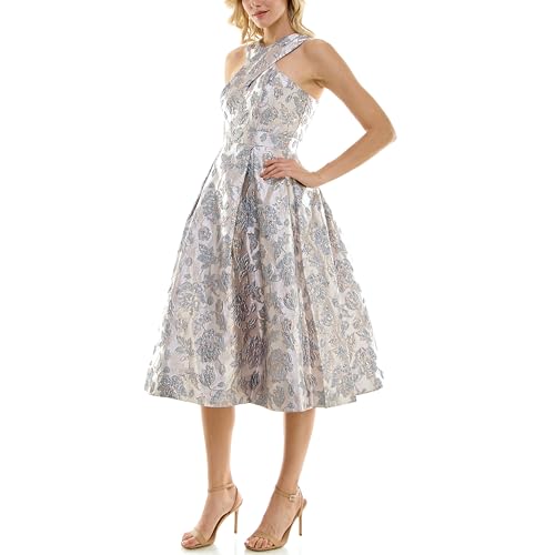 Women's Brocade Jacquard Halter Midi Dress2