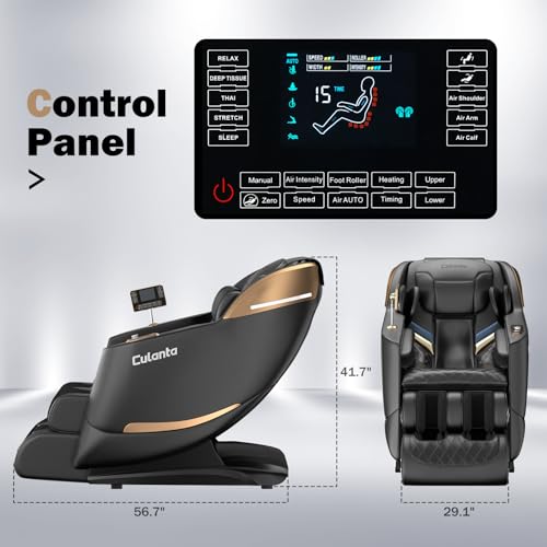 Culanta Massage Chair Full Body, Zero Gravity SL-Track Shiatsu Massage Recliner Chair with Body Scan, Airbags, Foot Rollers, Deep Yoga Stretch, Heating (U1-Black)