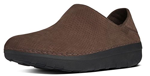 FitFlop Womens Superloafer Nubuck Slip On Shoes, Chocolate Brown, US 7