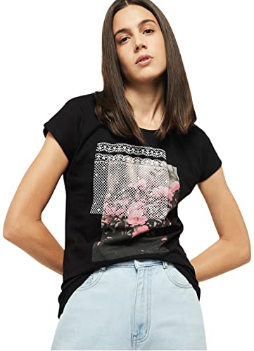Image of Max Women's Cotton Regular Fit Printed Round Neck T-Shirt