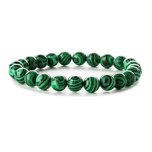 Bracelet en perles malachite 8mm idéal au quotidien