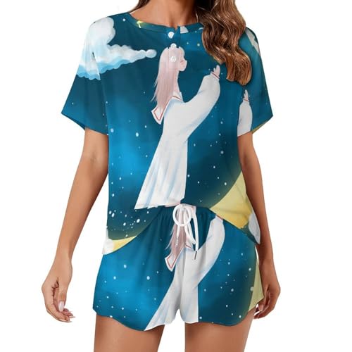 Pyjama anime girl femme en textile respirant : sleepwear d'été frais et léger