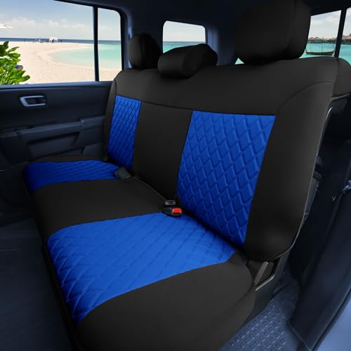 FH GROUP Car Seat Covers Neosupreme - Seat Cover for Low Back Seats with Removable Headrest, Universal Fit, Airbag Compatible, Seat Cover for SUV, Rear Set Blue/Black by FH Group - Image 3