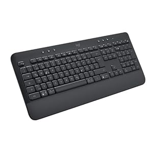 Logitech Signature K650 Comfort kabellose Tastatur mit Handballenauflage, BLE Bluetooth/Logi Bolt USB-Empfänger, Soft-Touch-Tastatur, Numpad, PC/Windows/Mac, Deutsches QWERTZ – Grau