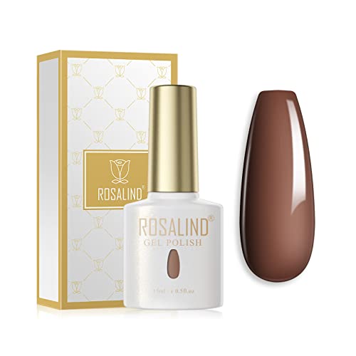 ROSALIND UV Nagellack Braun Gel Nagellack 15ml Soak Off Nail Gel Polish für UV LED Nagellampe Langlebige French Maniküre Nagelgellack