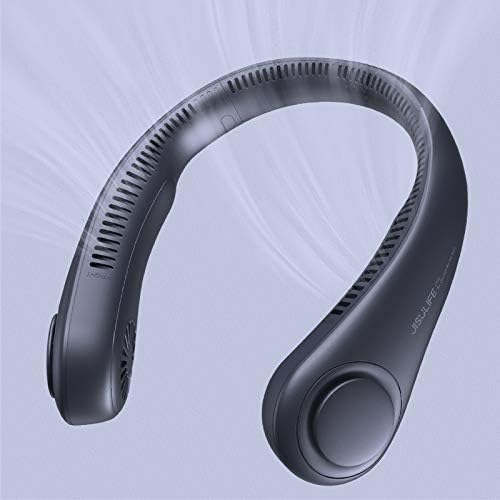 JISULIFE Ventilador de cuello portátil, ventilador sin aspas manos libres | Ventilador personal portátil con pilas, giratorio, artículos esenciales de viaje recargables, regalos para mujeres y hombres