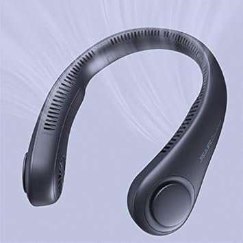 JISULIFE Portable Neck Fan, Hands Free Bladeless Fan, 5 Speeds, 4000 mAh Battery Operated Wearable Personal Fan, Twistable, Rechargeable, Gift for Women Men-Blue