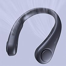 JISULIFE Portable Neck Fan, Hands Free Bladeless, 5 Speeds, 4000 mAh Battery Operated Wearable Personal Fan, Twistable, Rechargeable, Gift for Women Men-Blue