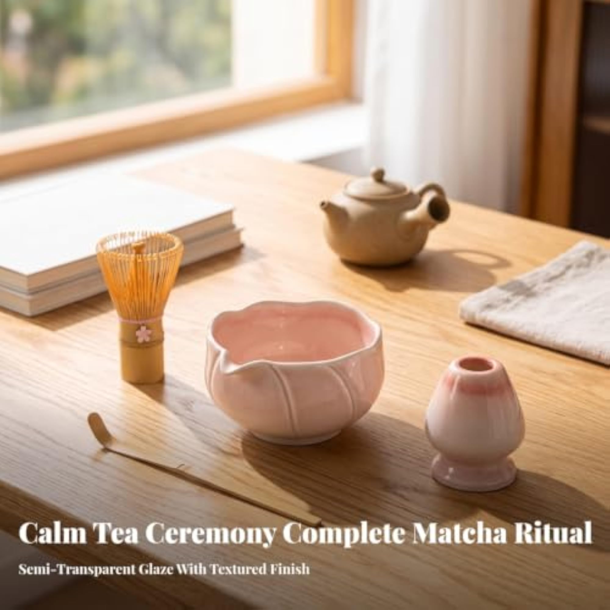 4 Pieces Japanese Matcha Tea Set, Ceramic for Home Kitchen