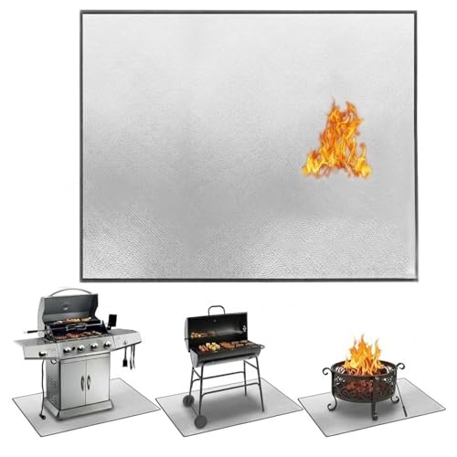 Image of Fire Pit Mat 100x100cm Heat Proof BBQ Protector for Decking Patio Grass