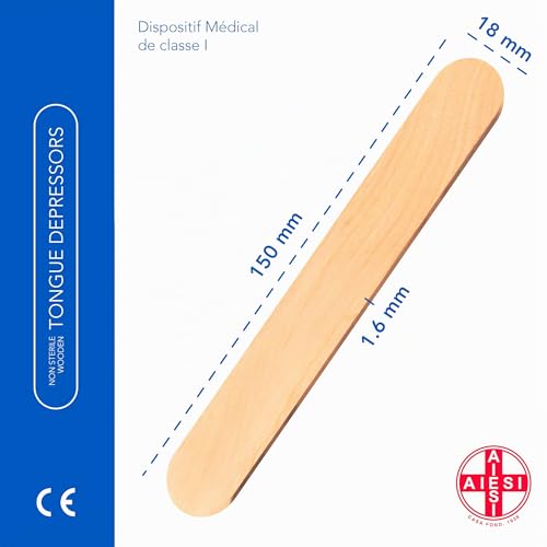 AIESI® Abaisse langue en bois jetable NON STERILE (100 pièces), Spatules en bois pour épilation – vue 3