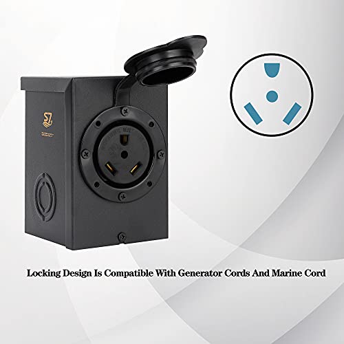S7 30 Amp Rv Power Outlet Box, Weatherproof Nema Tt-30R Outdoor Electrical Socket Panel, 125 Volt 30 Amp Rv Receptacle, Suitable For Rv Camper Travel Trailer Motorhome Electric Car Generator #TOP2
