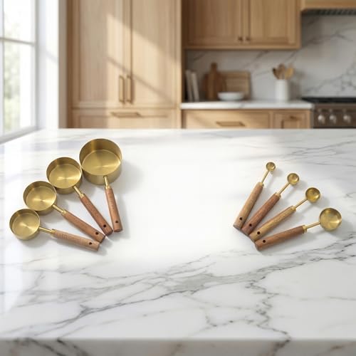 Set de 8 piezas vasos y cucharas medidoras para cocina miniatura 5