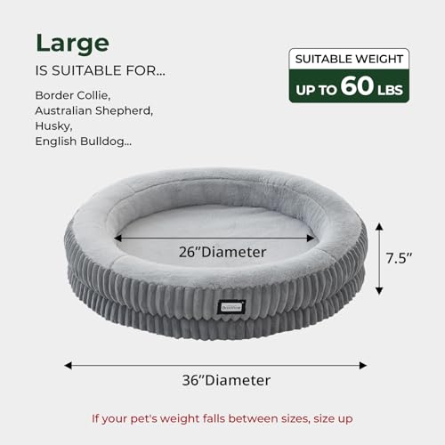 Image of BALANCE Donut Dog Bed, 36 Inches Round Dog Bed Large Size Dogs Washable, Orthopedic Calming Dogs Beds for Kitten, Fluffy Plush Faux Fur Pet Bed with Anti-Slip Bottom