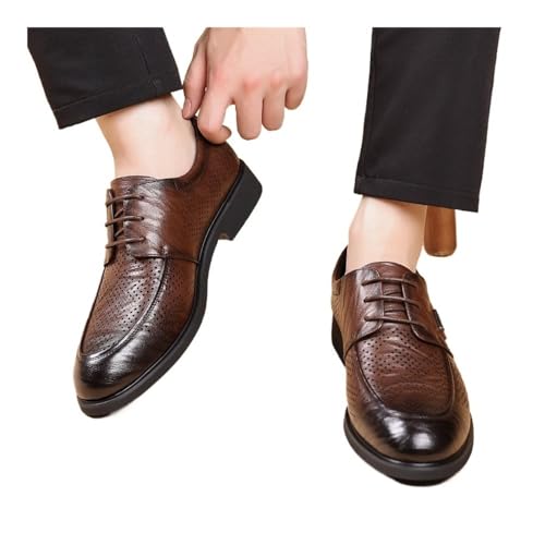 Men's Business Leather Shoes Pointed Toe Casual Shoes Oxfords(Dark Brown,10)3