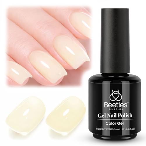 Gelab Cosmetics LLC Beetles Nude Pink Gel Nail Polish - Blush Cappuccino Clear Pink, 7.5ML Natural Jelly Gel Polish Sheer Translucent Colors Nail Concealer Soak Off UV French Nail Art Manicure